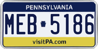 PA license plate MEB5186