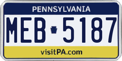 PA license plate MEB5187