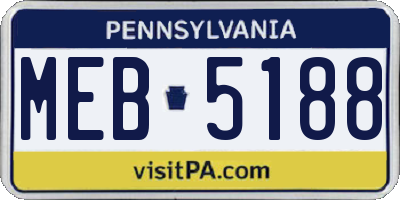 PA license plate MEB5188