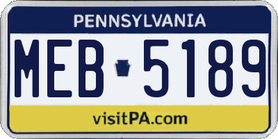 PA license plate MEB5189