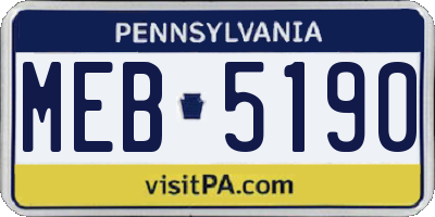 PA license plate MEB5190