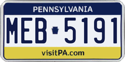 PA license plate MEB5191