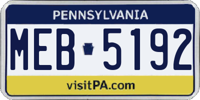 PA license plate MEB5192