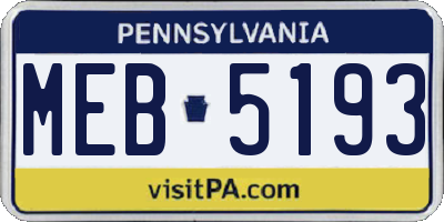 PA license plate MEB5193