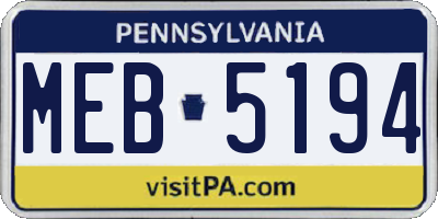 PA license plate MEB5194