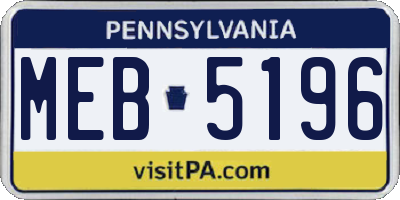 PA license plate MEB5196