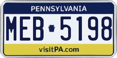 PA license plate MEB5198