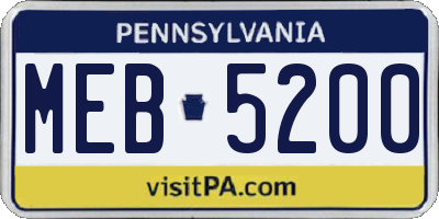 PA license plate MEB5200