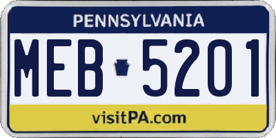 PA license plate MEB5201