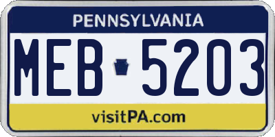 PA license plate MEB5203