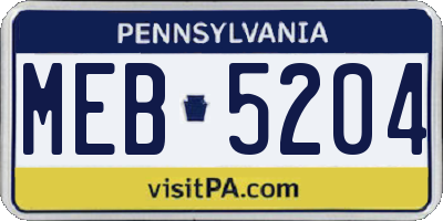 PA license plate MEB5204