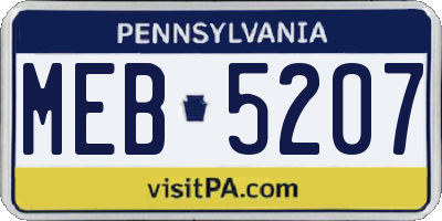 PA license plate MEB5207