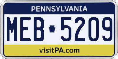 PA license plate MEB5209
