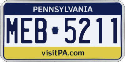 PA license plate MEB5211