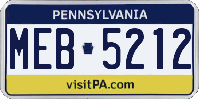 PA license plate MEB5212