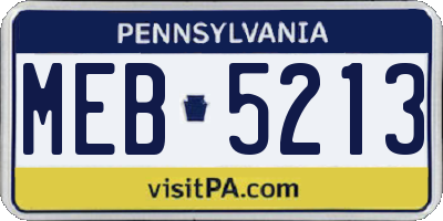 PA license plate MEB5213