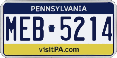 PA license plate MEB5214