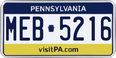 PA license plate MEB5216