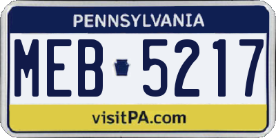 PA license plate MEB5217