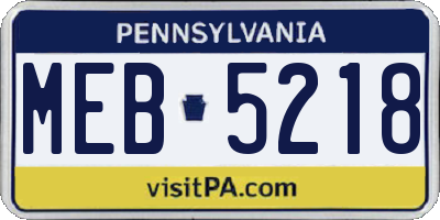 PA license plate MEB5218