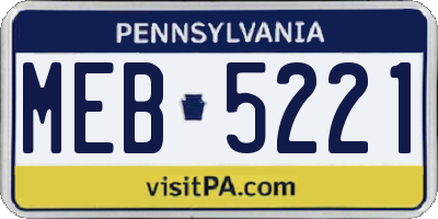PA license plate MEB5221