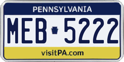 PA license plate MEB5222