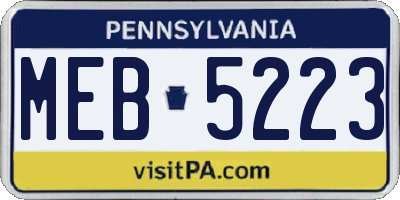 PA license plate MEB5223