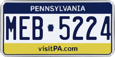 PA license plate MEB5224