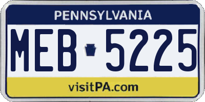PA license plate MEB5225