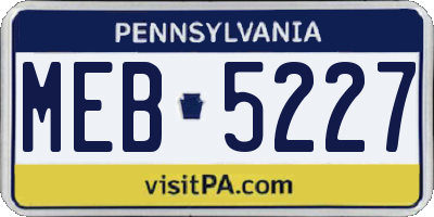 PA license plate MEB5227