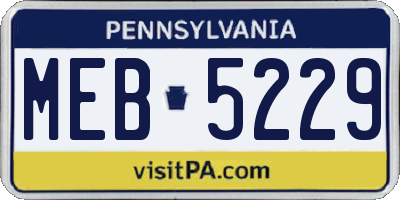 PA license plate MEB5229