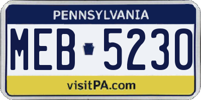 PA license plate MEB5230