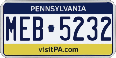 PA license plate MEB5232