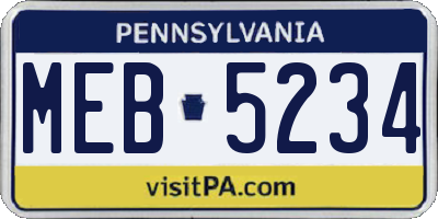 PA license plate MEB5234