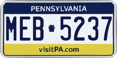 PA license plate MEB5237
