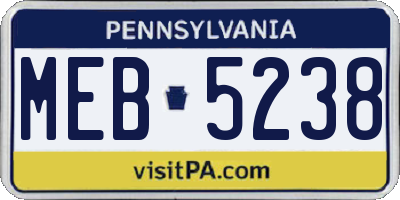 PA license plate MEB5238