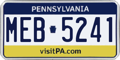 PA license plate MEB5241
