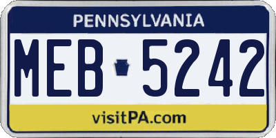 PA license plate MEB5242