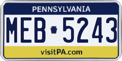 PA license plate MEB5243
