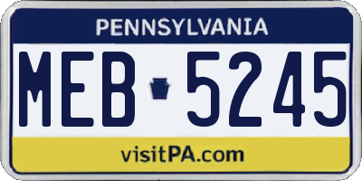 PA license plate MEB5245