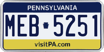 PA license plate MEB5251