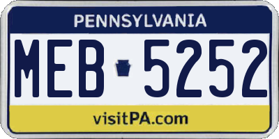 PA license plate MEB5252
