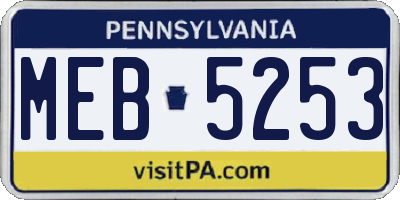 PA license plate MEB5253