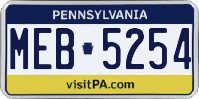 PA license plate MEB5254