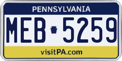 PA license plate MEB5259