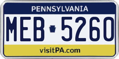 PA license plate MEB5260