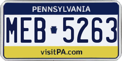 PA license plate MEB5263
