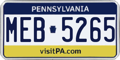 PA license plate MEB5265