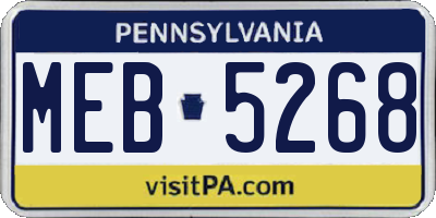 PA license plate MEB5268