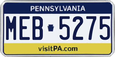 PA license plate MEB5275